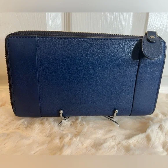 CHLOE VINTAGE ELISE BLUE LEATHER ZIP WALLET - Picture 2 of 16